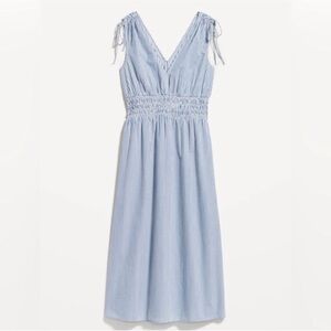 Old Navy Blue and White Striped Maxi Dress with Tie Straps